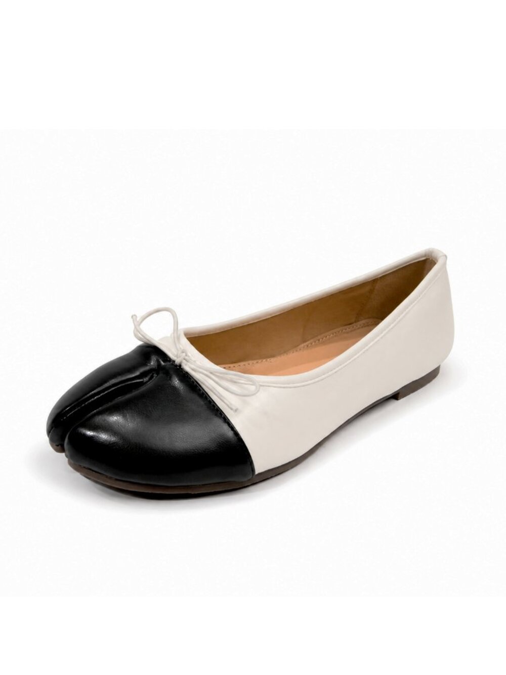 TABI CREAM / BLACK TABIS SPLIT TOE FLATS - Picture 7 of 9